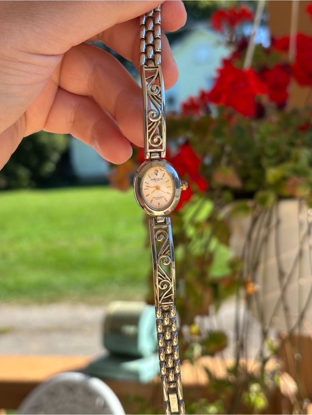 Vintage silver tone whimsical dainty watch